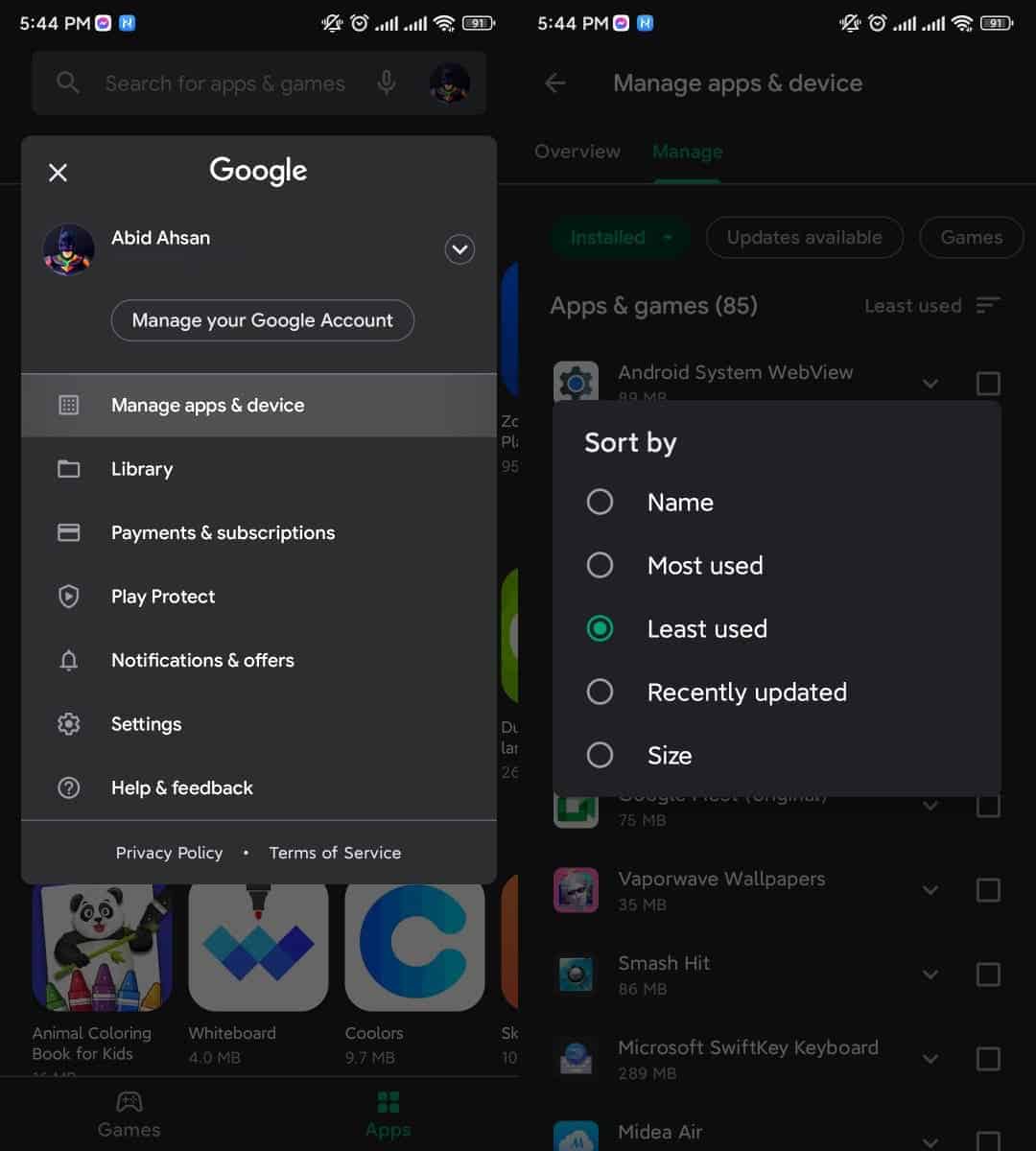 Google Play Store'dan Depolama Alanında Yer Açın